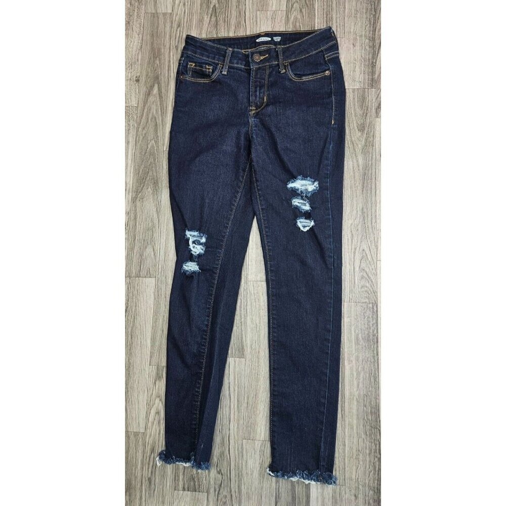 (3/$35)‎ Old Navy Size 2 Petite Rockstar Skinny High Rise Distressed Blue Jeans